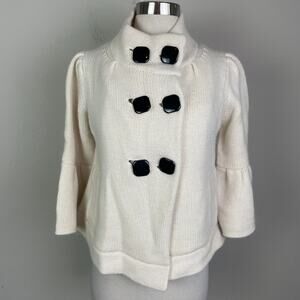 Akiabara Off White Angora Wool Blend 3/4 Sleeve Sweater Cardigan 4